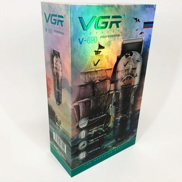 Акумуляторна машинка для стрижки vgr v-690 від usb нержавіюча сталь, підстригальна машинка 00014401 фото
