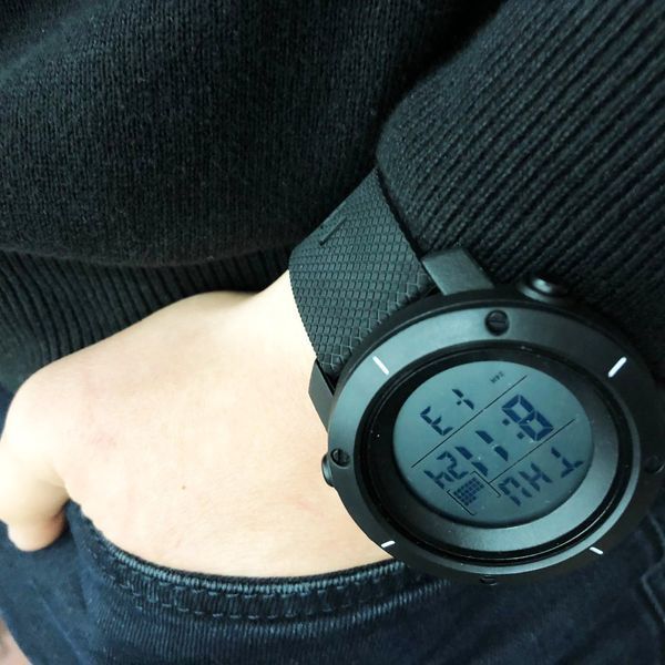 Часы наручные мужские SKMEI 1213BK BLACK BIG SIZE, часы тактические противоударные. Цвет: черный 00022454 фото