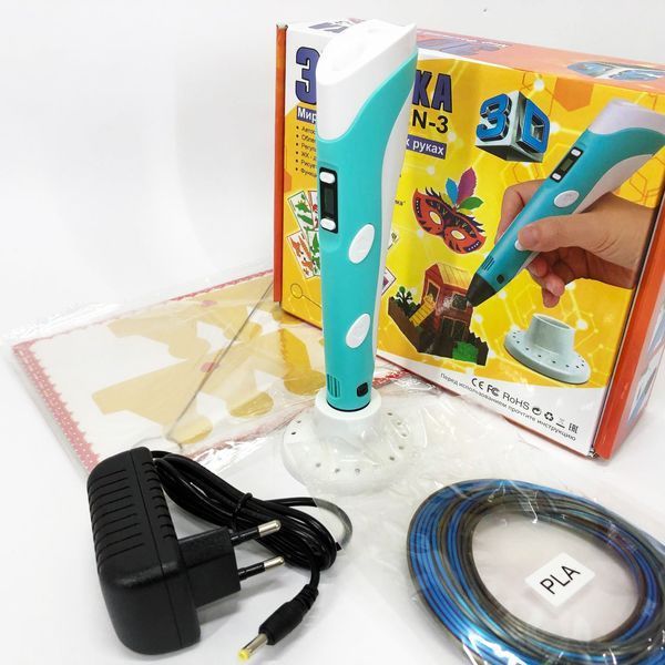 3D ручка Smart 3D Pen 2 c LCD дисплеем, Интересная ручка 3д для детей, Оригинальная. Цвет: голубой 00015790 фото