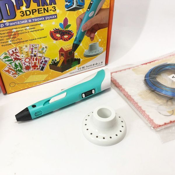 3D ручка Smart 3D Pen 2 c LCD дисплеем, Интересная ручка 3д для детей, Оригинальная. Цвет: голубой 00015790 фото