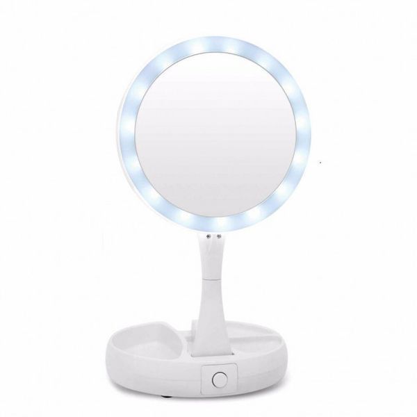 Складное зеркало для макияжа с Led подсветкой круглое увеличительное 10x My Fold Away Mirror. Цвет: белый 00015486 фото