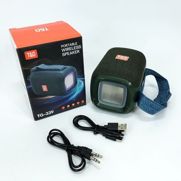 Портативная Bluetooth колонка TG339 5W с RGB подсветкой, аккумуляторная колонка для музыки. Цвет: зеленый 00017224 фото
