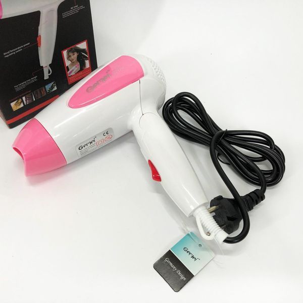 Фен для волосся складаний дорожній Gemei GM-1756 1200 Вт, Домашній фен для укладання. Колір: рожевий 00014525 фото