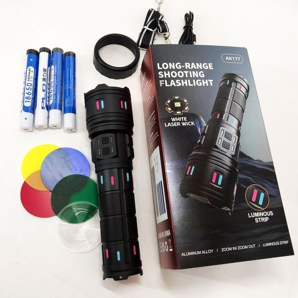 Ліхтар AK177-WHITE LASER LED PM60-TG, Топ-ліхтарик ліхтарик світлодіодний акумуляторний портативний 00023059 фото