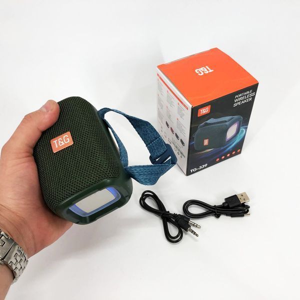 Портативная Bluetooth колонка TG339 5W с RGB подсветкой, аккумуляторная колонка для музыки. Цвет: зеленый 00017224 фото