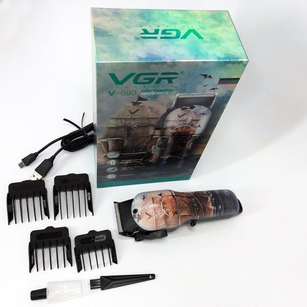 Акумуляторна машинка для стрижки vgr v-690 від usb нержавіюча сталь, підстригальна машинка 00014401 фото