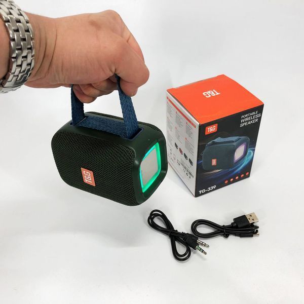 Портативная Bluetooth колонка TG339 5W с RGB подсветкой, аккумуляторная колонка для музыки. Цвет: зеленый 00017224 фото