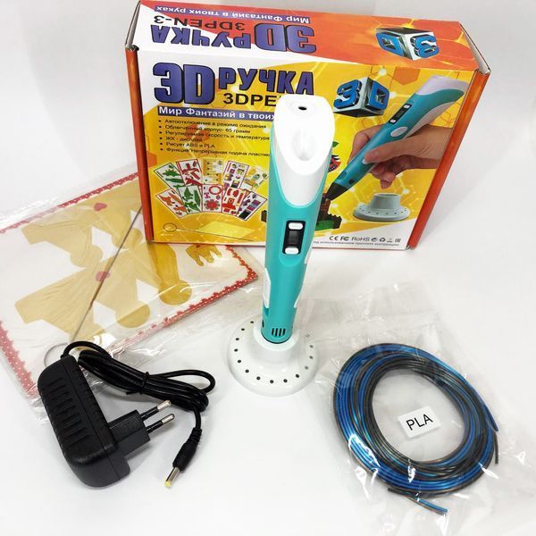 3D ручка Smart 3D Pen 2 c LCD дисплеем, Интересная ручка 3д для детей, Оригинальная. Цвет: голубой 00015790 фото
