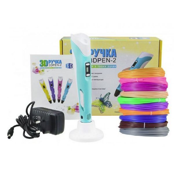 3D ручка Smart 3D Pen 2 c LCD дисплеем, Интересная ручка 3д для детей, Оригинальная. Цвет: голубой 00015790 фото