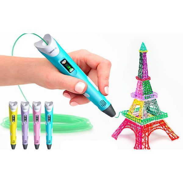 3D ручка Smart 3D Pen 2 c LCD дисплеем, Интересная ручка 3д для детей, Оригинальная. Цвет: голубой 00015790 фото