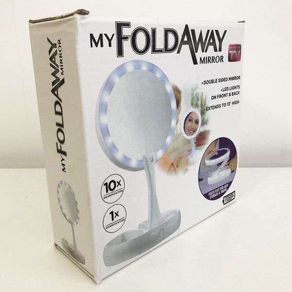 Складное зеркало для макияжа с Led подсветкой круглое увеличительное 10x My Fold Away Mirror. Цвет: белый 00015486 фото