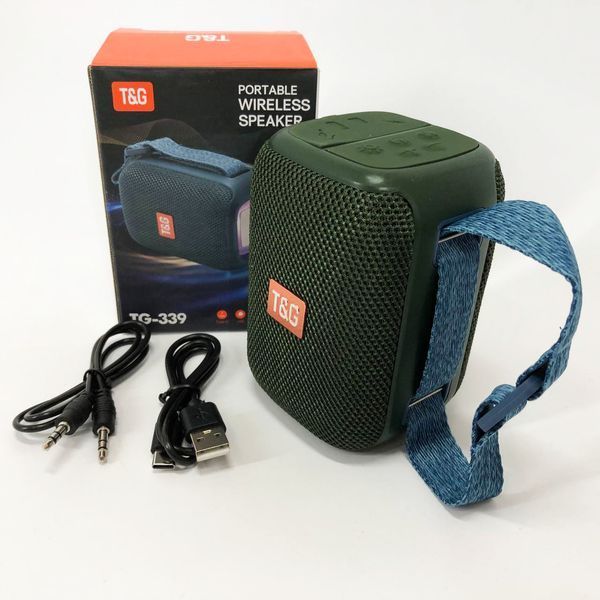 Портативная Bluetooth колонка TG339 5W с RGB подсветкой, аккумуляторная колонка для музыки. Цвет: зеленый 00017224 фото