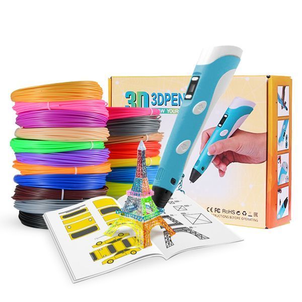 3D ручка Smart 3D Pen 2 c LCD дисплеем, Интересная ручка 3д для детей, Оригинальная. Цвет: голубой 00015790 фото