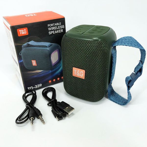 Портативная Bluetooth колонка TG339 5W с RGB подсветкой, аккумуляторная колонка для музыки. Цвет: зеленый 00017224 фото