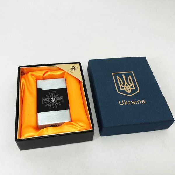 Запальничка газова Україна (Подарунка, турбо полум'я) HL-393-1. Колір: срібло 00023525 фото
