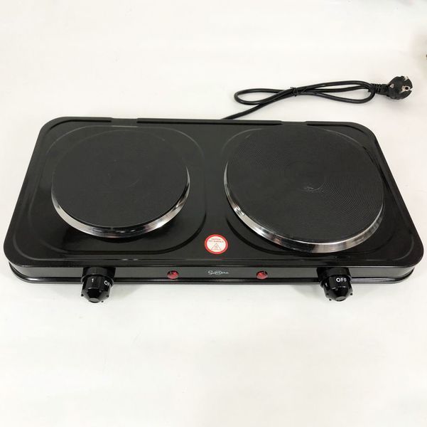 Плитка настольная электрическая Suntera DP-1935B, 2500 W, 2 конфорки разного диаметра. Цвет: черный 00019859 фото