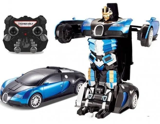 Машинка Трансформер Bugatti Size 18 см Robot Car синя з пультом 00015885 фото