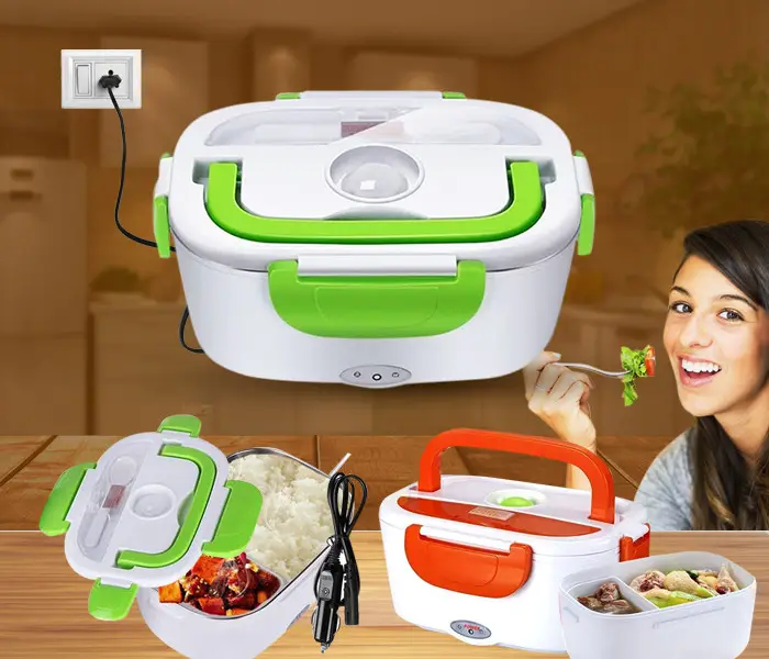 Ланчбокс з підігрівом їжі 220V, Electric lunch box, ланч-бокс Зелений pr65638435/1-2 фото