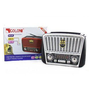Радіоприймач Golon RX-455S USB / акумулятор сонячна панель FM радіо з mp3 програвачем. Колір: Сірий 00017764 фото