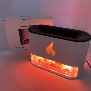Лампа увлажнитель воздуха Docsal Flame 3 в 1 с соляными камнями, Портативный увлажнитель лампа белая 00013552 фото