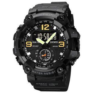 Часы наручные мужские SKMEI 1965BK BLACK, армейские часы противоударные. Цвет: черный 00022060 фото
