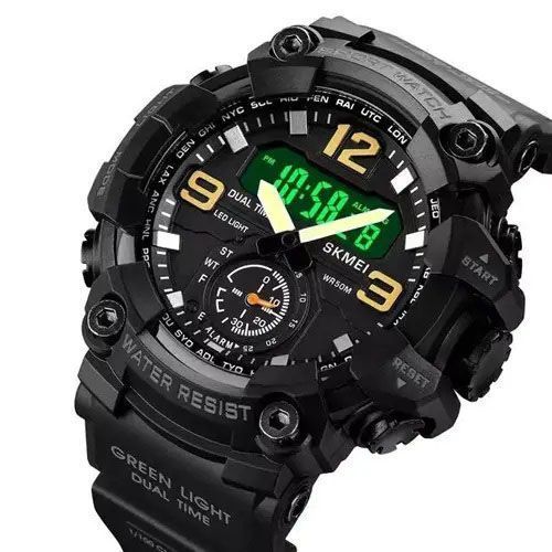 Часы наручные мужские SKMEI 1965BK BLACK, армейские часы противоударные. Цвет: черный 00022060 фото