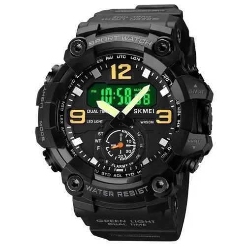 Часы наручные мужские SKMEI 1965BK BLACK, армейские часы противоударные. Цвет: черный 00022060 фото