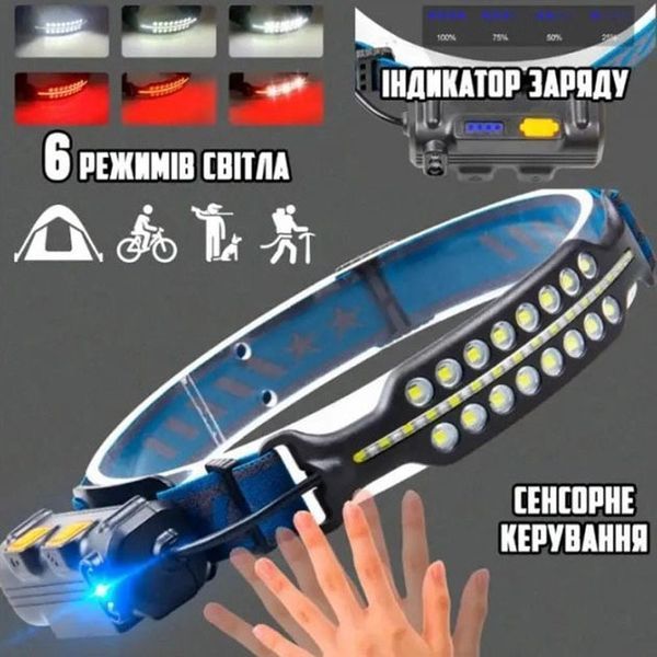 Ліхтар налобний Bailong BL W690-2 акумуляторний з датчиком руху та червоним світлом 00023304 фото