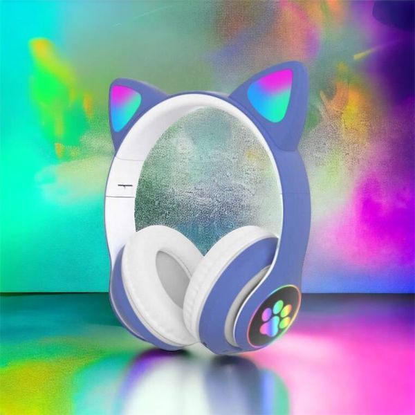 Беспроводные LED наушники с кошачьими ушками CAT STN-28, Стерео наушники с кошачьими ушками. Цвет: синий 00023850 фото