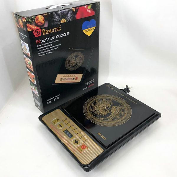 Настольная плита Domotec MS-5833 Однокомфортная Индукционная, электроплита 2000 вт, плита домашняя 00018961 фото