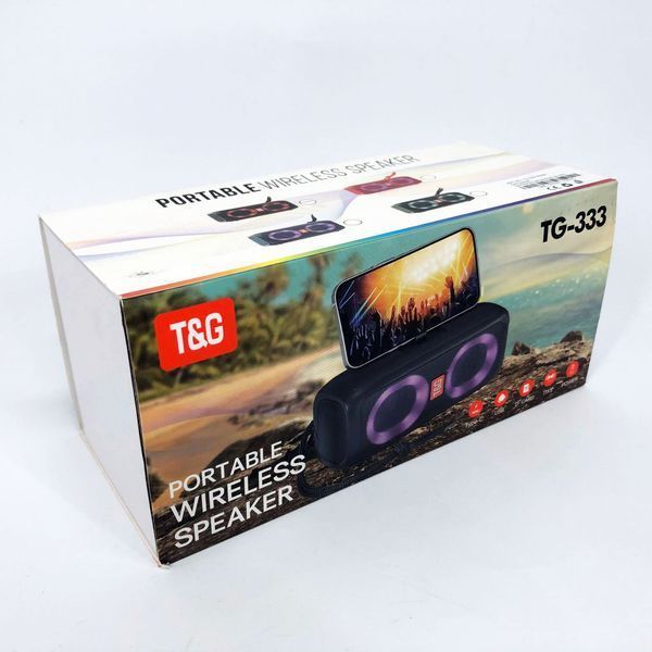 Портативная колонка TG333 2x5W с RGB подсветкой, громкая блютуз колонка. Цвет: черный 00017227 фото