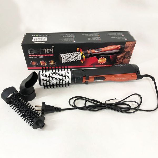 Фен Щітка Gemei Gm-4828 Браш Стайлер гребінець Для Брашинга, Фен щітка 3 в 1, Фен браш Gemei 00014350 фото