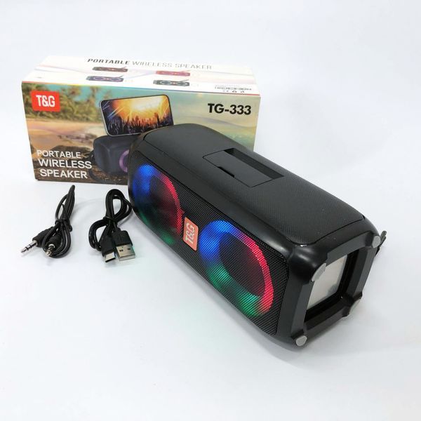 Портативная колонка TG333 2x5W с RGB подсветкой, громкая блютуз колонка. Цвет: черный 00017227 фото