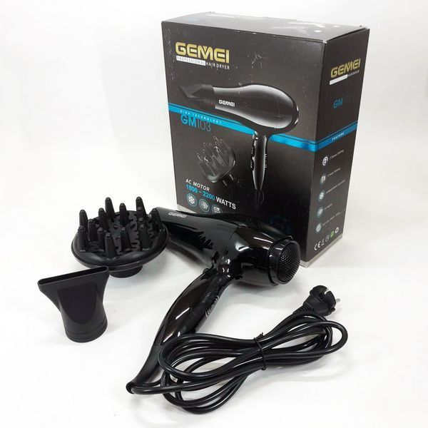 Профессиональный фен Gemei GM-103 2200Вт для сушки укладки волос режимы скорости, температуры, сенсор 00014546 фото