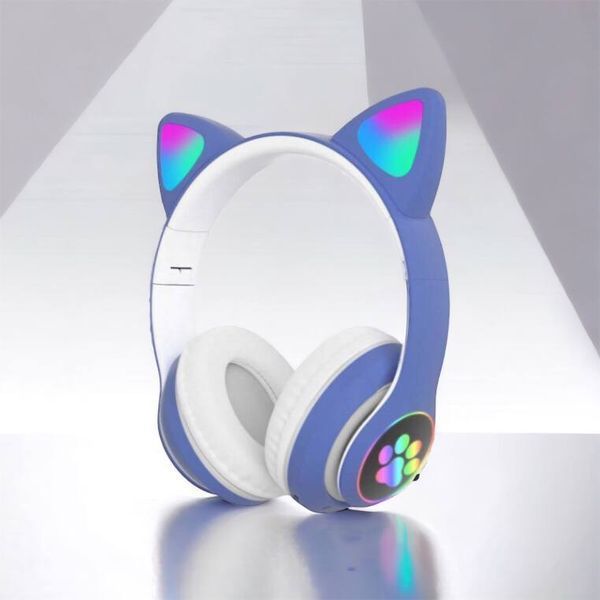 Беспроводные LED наушники с кошачьими ушками CAT STN-28, Стерео наушники с кошачьими ушками. Цвет: синий 00023850 фото