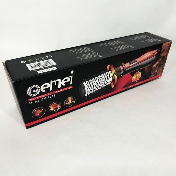 Фен Щітка Gemei Gm-4828 Браш Стайлер гребінець Для Брашинга, Фен щітка 3 в 1, Фен браш Gemei 00014350 фото