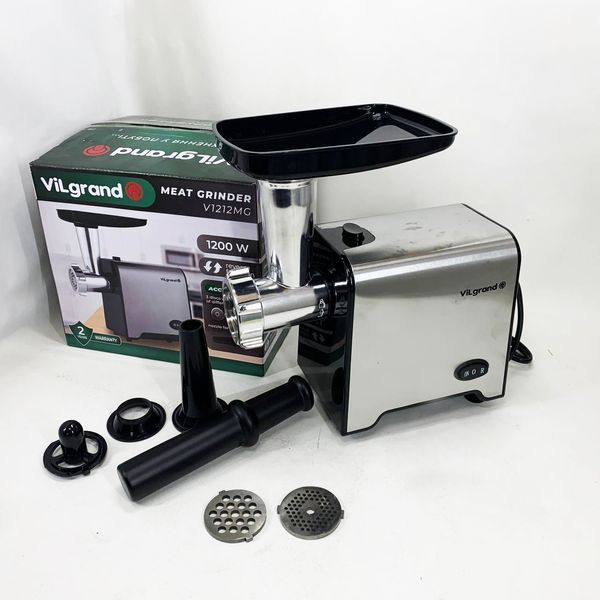 М'ясорубка електрична з нержавіючої сталі VILGRAND V1212MG сталева 1200 Вт 00019387 фото