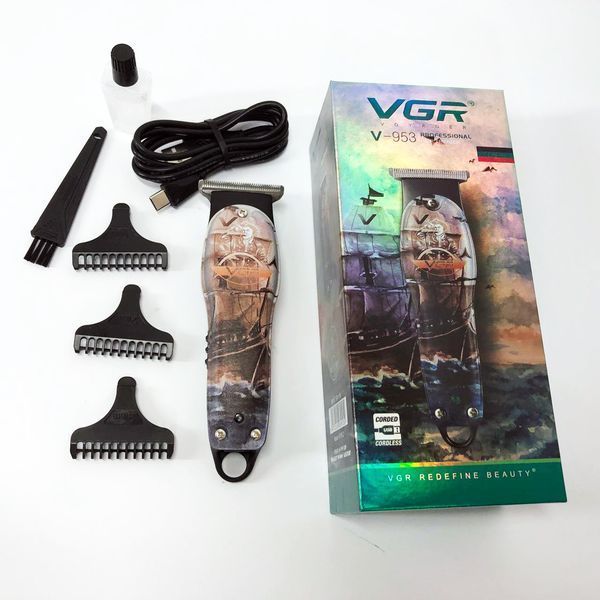 Профессиональный триммер для стрижки волос и бороды VGR V-953 с насадками, окантовочная машинка 00014404 фото