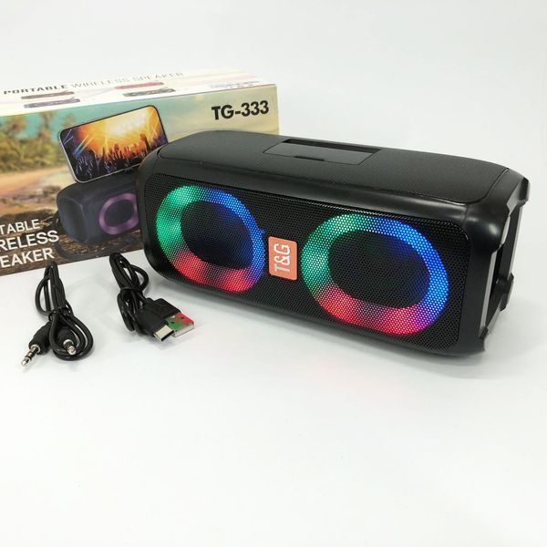 Портативная колонка TG333 2x5W с RGB подсветкой, громкая блютуз колонка. Цвет: черный 00017227 фото
