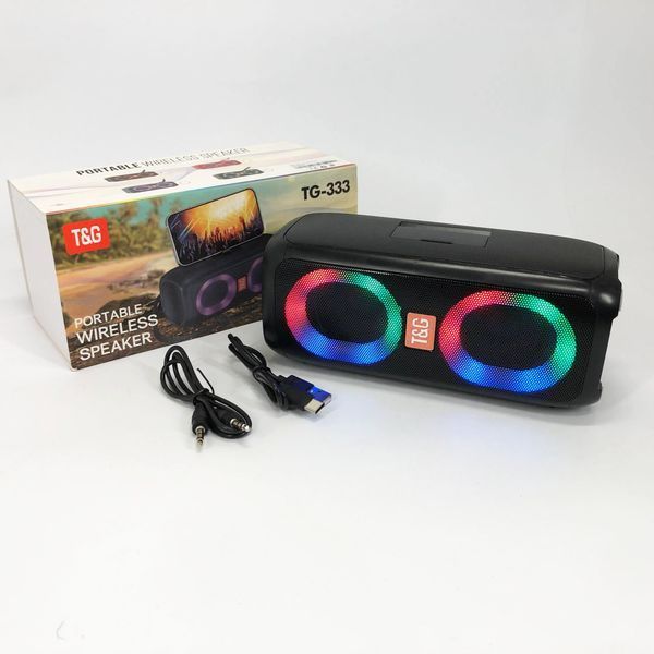 Портативная колонка TG333 2x5W с RGB подсветкой, громкая блютуз колонка. Цвет: черный 00017227 фото