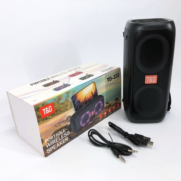 Портативная колонка TG333 2x5W с RGB подсветкой, громкая блютуз колонка. Цвет: черный 00017227 фото