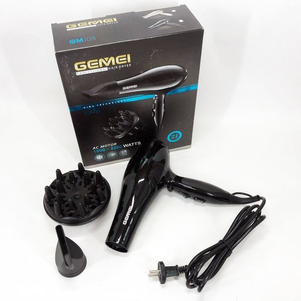 Профессиональный фен Gemei GM-103 2200Вт для сушки укладки волос режимы скорости, температуры, сенсор 00014546 фото