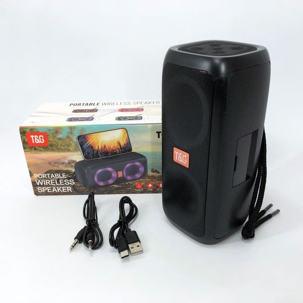 Портативная колонка TG333 2x5W с RGB подсветкой, громкая блютуз колонка. Цвет: черный 00017227 фото