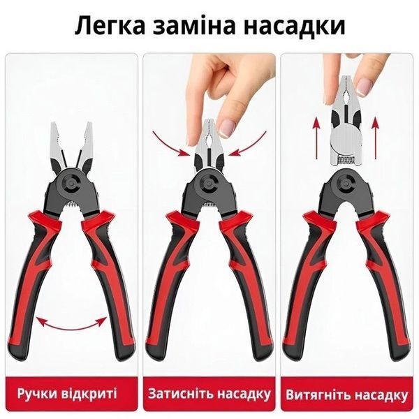 Багатофункціональний набір швидкозмінних інструментів 5 в 1 (плоскогубці, зачищення ізоляції, щипці обтискні) 00012681 фото