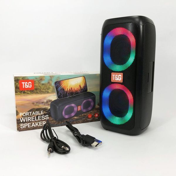 Портативная колонка TG333 2x5W с RGB подсветкой, громкая блютуз колонка. Цвет: черный 00017227 фото