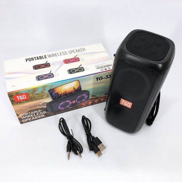 Портативная колонка TG333 2x5W с RGB подсветкой, громкая блютуз колонка. Цвет: черный 00017227 фото