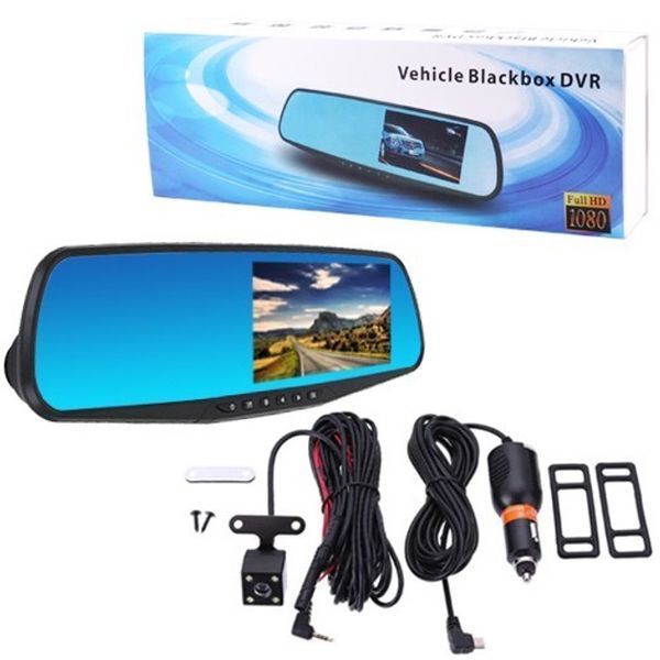 Автомобильный видеорегистратор-зеркало L-9004 LCD 3.5'' 2 камеры 1080P Full HD 00017082 фото
