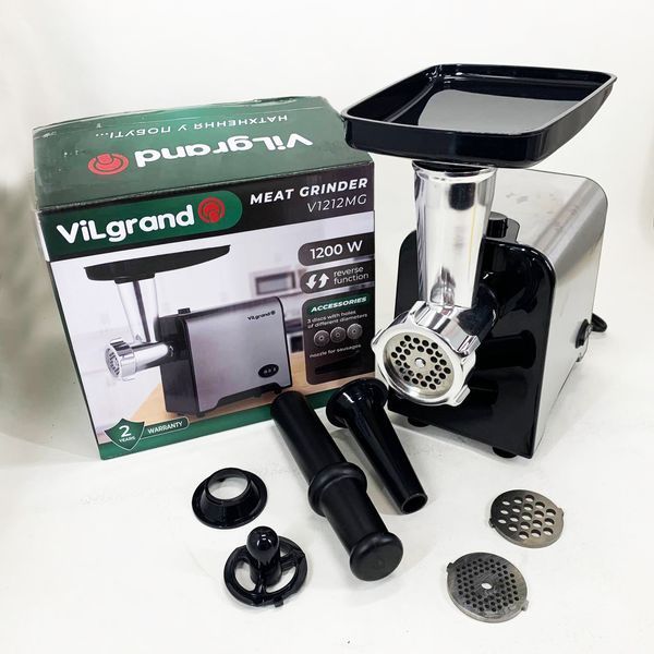 М'ясорубка електрична з нержавіючої сталі VILGRAND V1212MG сталева 1200 Вт 00019387 фото
