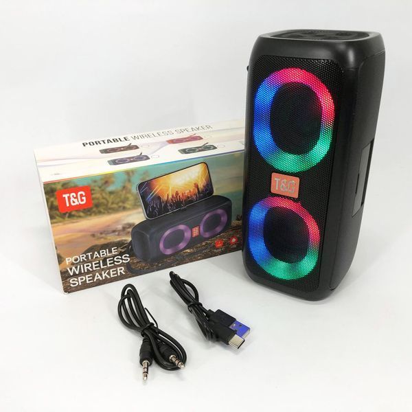 Портативная колонка TG333 2x5W с RGB подсветкой, громкая блютуз колонка. Цвет: черный 00017227 фото