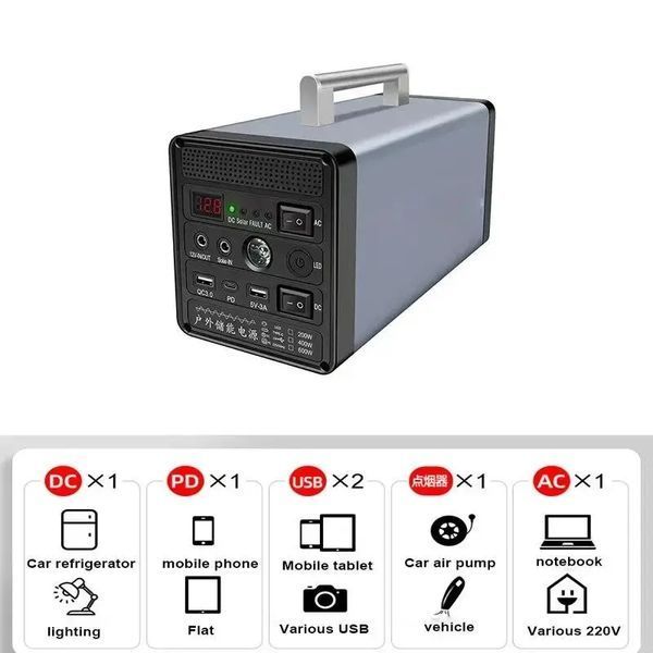 Инвертор аккумуляторный 12,8V/50Ah/600W Портативная электростанция 600Вт, 144000мАч 00017992 фото